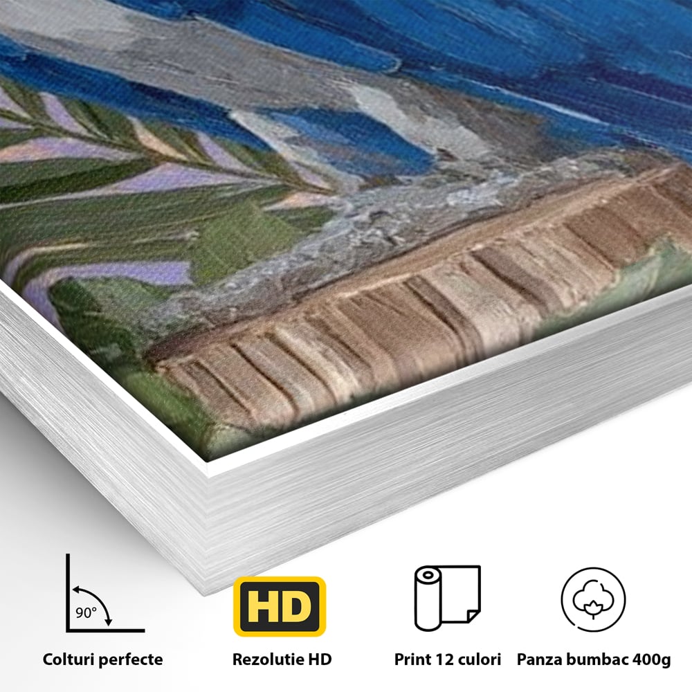 Tablou Canvas Premium, LuxCanva® M1115, Evadare in Tropice, Pastel, Papagal, Exotic, Jungla, Frunzis, Vegetatie, Flori, Cald, Pictura, Acuarela, Birou, Living, Camera Copil