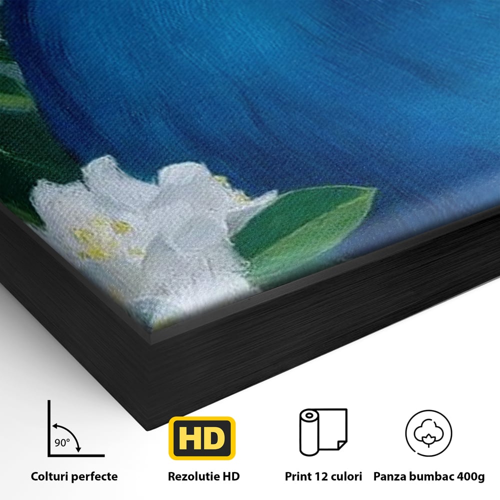 Tablou Canvas Premium, LuxCanva® M1117, Aurora Albastra, Estetic, Arta, Portret, Flori, Paun, Gratios, Privire, Pictura, Exotic, Elegant, Natura, Contrast, Birou, Living, Camera Copil