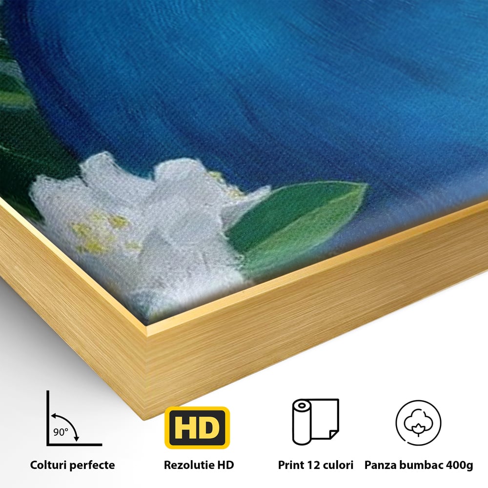 Tablou Canvas Premium, LuxCanva® M1117, Aurora Albastra, Estetic, Arta, Portret, Flori, Paun, Gratios, Privire, Pictura, Exotic, Elegant, Natura, Contrast, Birou, Living, Camera Copil
