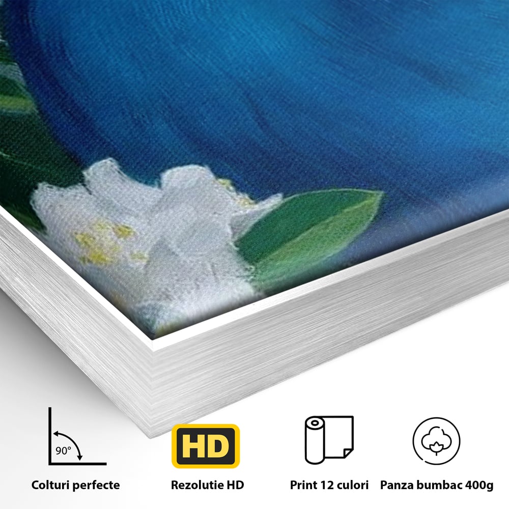 Tablou Canvas Premium, LuxCanva® M1117, Aurora Albastra, Estetic, Arta, Portret, Flori, Paun, Gratios, Privire, Pictura, Exotic, Elegant, Natura, Contrast, Birou, Living, Camera Copil