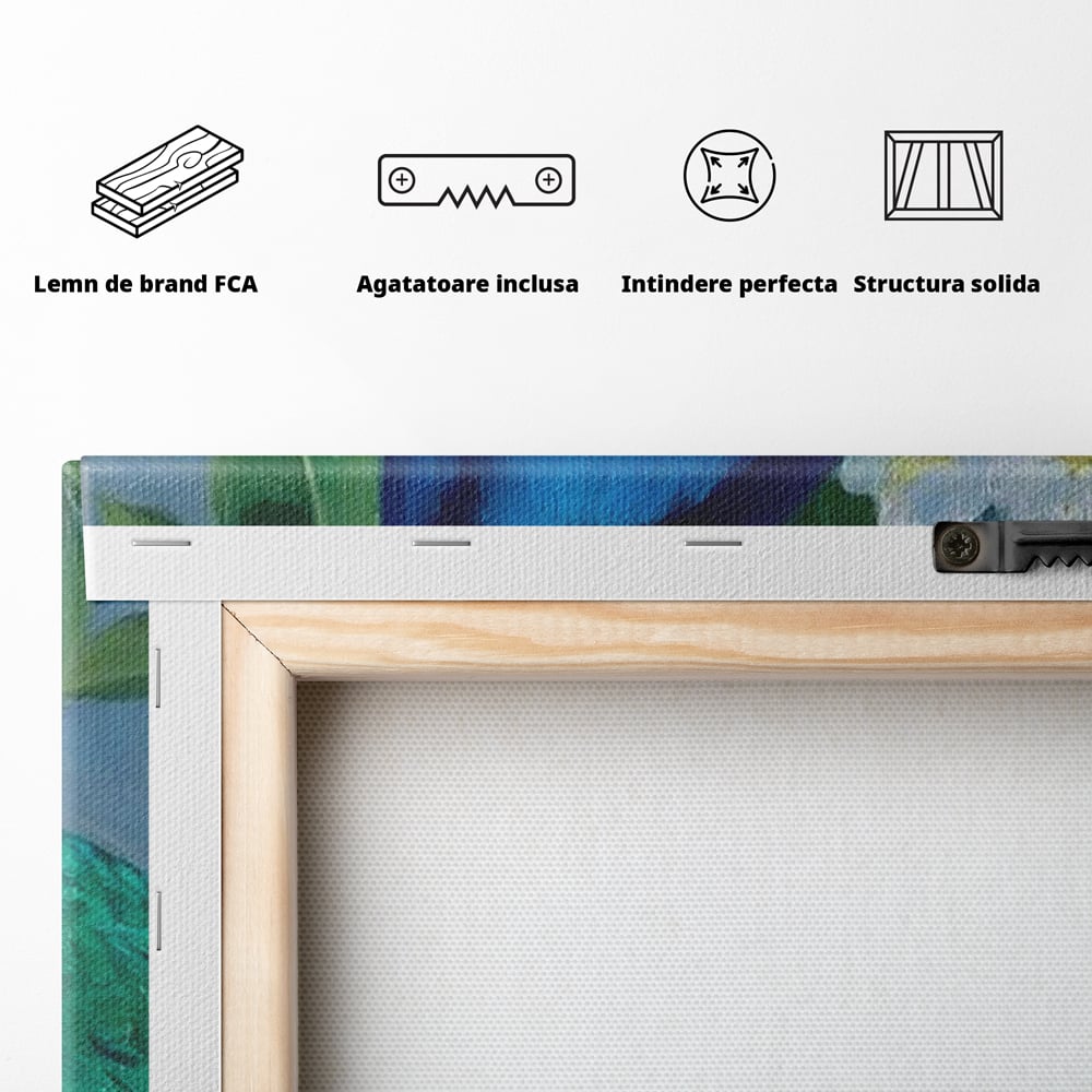 Tablou Canvas Premium, LuxCanva® M1117, Aurora Albastra, Estetic, Arta, Portret, Flori, Paun, Gratios, Privire, Pictura, Exotic, Elegant, Natura, Contrast, Birou, Living, Camera Copil