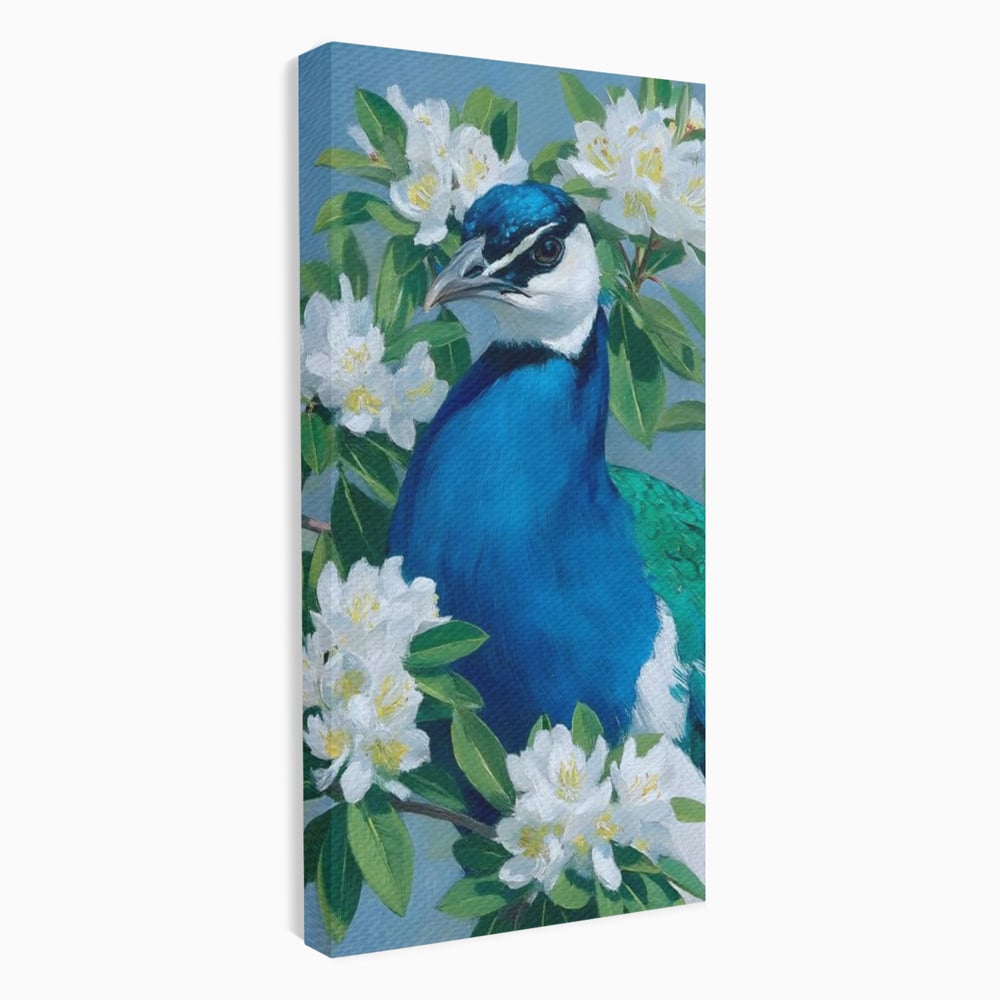 Tablou Canvas Premium, LuxCanva® M1117, Aurora Albastra, Estetic, Arta, Portret, Flori, Paun, Gratios, Privire, Pictura, Exotic, Elegant, Natura, Contrast, Birou, Living, Camera Copil