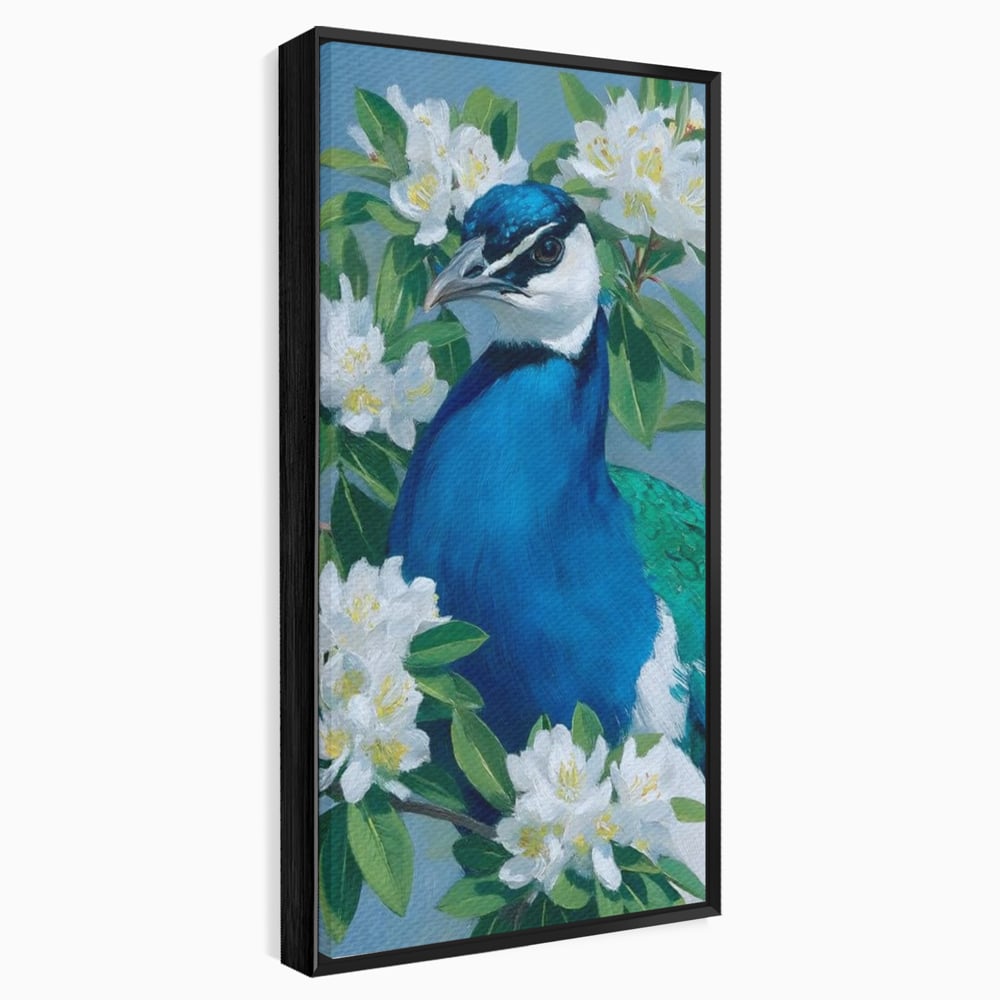 Tablou Canvas Premium, LuxCanva® M1117, Aurora Albastra, Estetic, Arta, Portret, Flori, Paun, Gratios, Privire, Pictura, Exotic, Elegant, Natura, Contrast, Birou, Living, Camera Copil