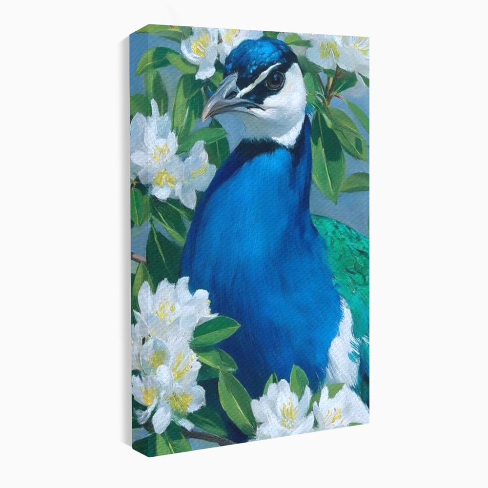 Tablou Canvas Premium, LuxCanva® M1117, Aurora Albastra, Estetic, Arta, Portret, Flori, Paun, Gratios, Privire, Pictura, Exotic, Elegant, Natura, Contrast, Birou, Living, Camera Copil