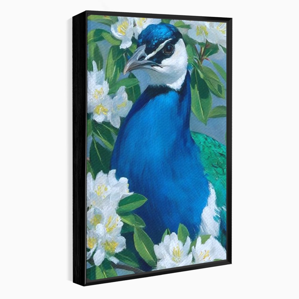Tablou Canvas Premium, LuxCanva® M1117, Aurora Albastra, Estetic, Arta, Portret, Flori, Paun, Gratios, Privire, Pictura, Exotic, Elegant, Natura, Contrast, Birou, Living, Camera Copil