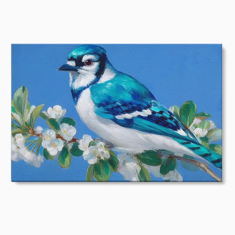 Leinwand Wandkunst Canvas Premium, LuxCanva® M1120, Frühlingszeuge, Frühling, Zweig, Laub, Natur, Vogel, Blütenblätter, Pastell, Pastell, Weiß, entspannend, gelassen, Büro, Wohnen, Kinderzimmer