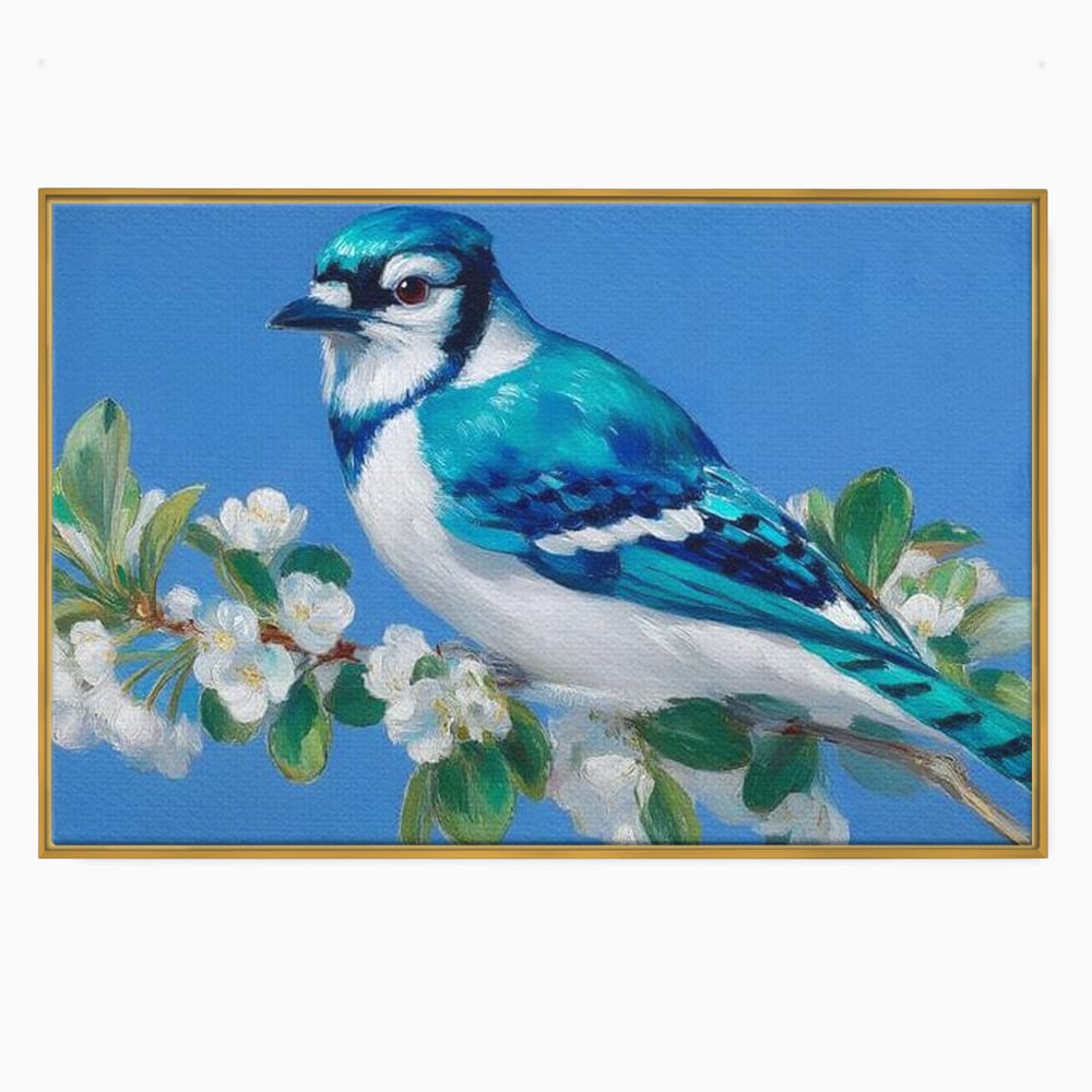 Leinwand Wandkunst Canvas Premium, LuxCanva® M1120, Frühlingszeuge, Frühling, Zweig, Laub, Natur, Vogel, Blütenblätter, Pastell, Pastell, Weiß, entspannend, gelassen, Büro, Wohnen, Kinderzimmer