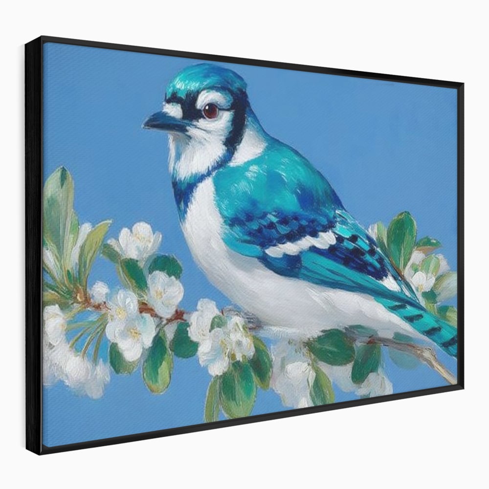 Leinwand Wandkunst Canvas Premium, LuxCanva® M1120, Frühlingszeuge, Frühling, Zweig, Laub, Natur, Vogel, Blütenblätter, Pastell, Pastell, Weiß, entspannend, gelassen, Büro, Wohnen, Kinderzimmer