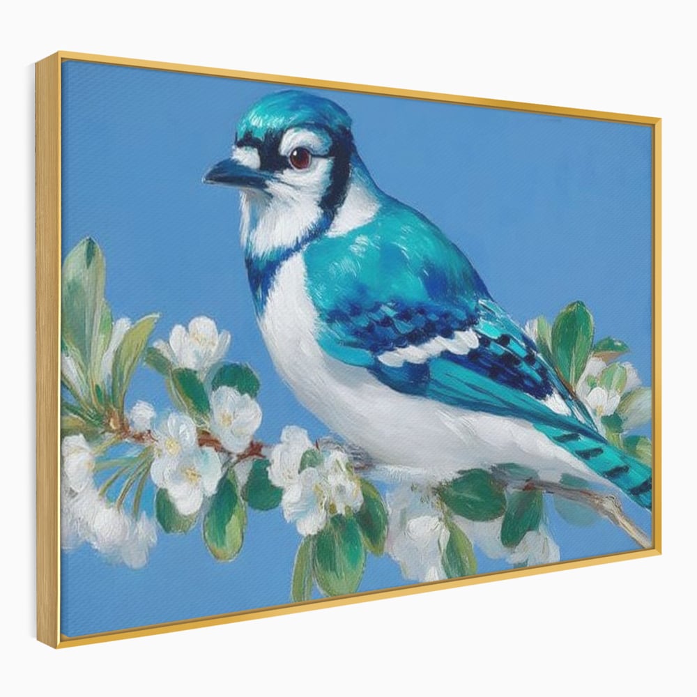 Leinwand Wandkunst Canvas Premium, LuxCanva® M1120, Frühlingszeuge, Frühling, Zweig, Laub, Natur, Vogel, Blütenblätter, Pastell, Pastell, Weiß, entspannend, gelassen, Büro, Wohnen, Kinderzimmer