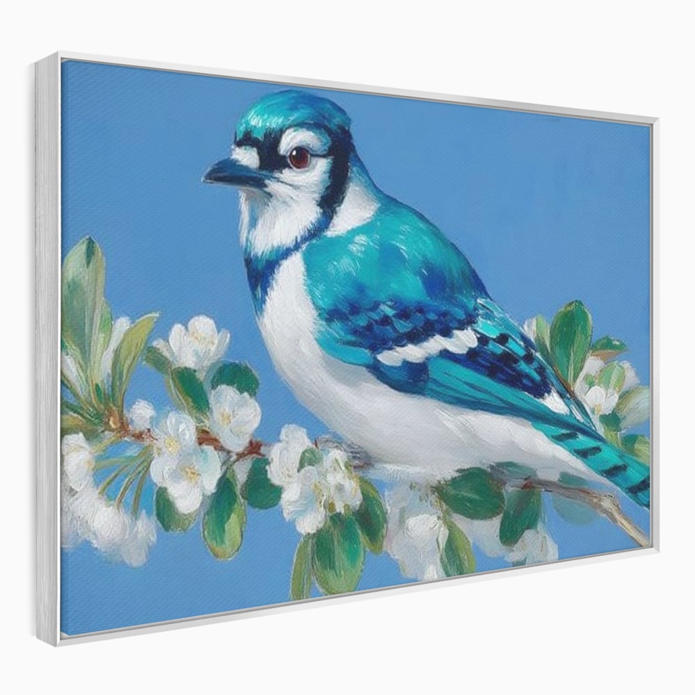 Leinwand Wandkunst Canvas Premium, LuxCanva® M1120, Frühlingszeuge, Frühling, Zweig, Laub, Natur, Vogel, Blütenblätter, Pastell, Pastell, Weiß, entspannend, gelassen, Büro, Wohnen, Kinderzimmer