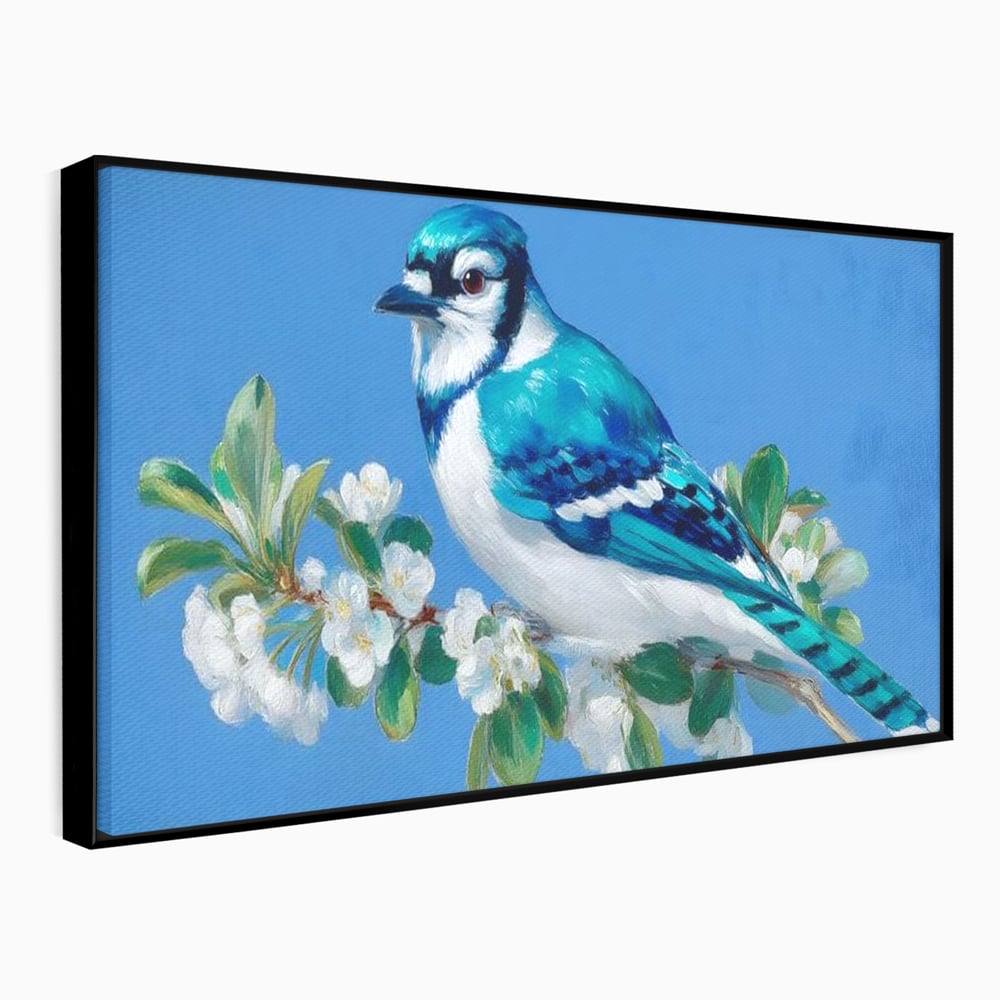 Leinwand Wandkunst Canvas Premium, LuxCanva® M1120, Frühlingszeuge, Frühling, Zweig, Laub, Natur, Vogel, Blütenblätter, Pastell, Pastell, Weiß, entspannend, gelassen, Büro, Wohnen, Kinderzimmer