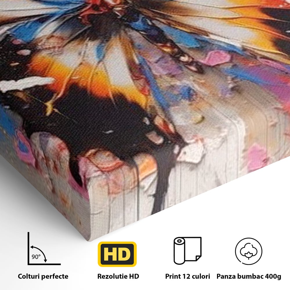 Tablou Canvas Premium, LuxCanva® M1123, Aripile unui Artist, Fluture, Insecta, Aripi, Multicolor, Pigment, Vopsea, Textura, Acuarela, Pictura, Haos, Arta, Birou, Living, Camera Copil