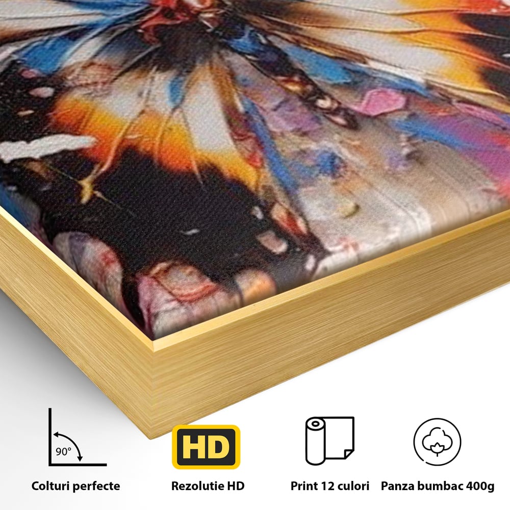 Tablou Canvas Premium, LuxCanva® M1123, Aripile unui Artist, Fluture, Insecta, Aripi, Multicolor, Pigment, Vopsea, Textura, Acuarela, Pictura, Haos, Arta, Birou, Living, Camera Copil