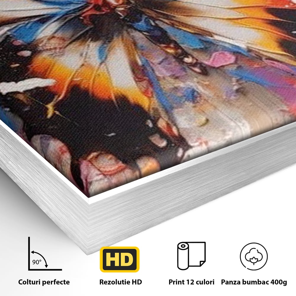 Tablou Canvas Premium, LuxCanva® M1123, Aripile unui Artist, Fluture, Insecta, Aripi, Multicolor, Pigment, Vopsea, Textura, Acuarela, Pictura, Haos, Arta, Birou, Living, Camera Copil
