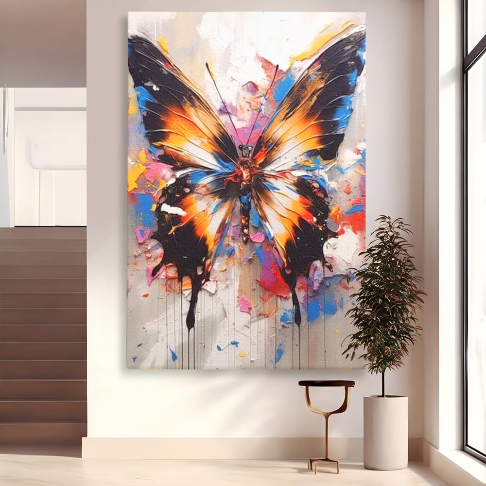 Tablou Canvas Premium, LuxCanva® M1123, Aripile unui Artist, Fluture, Insecta, Aripi, Multicolor, Pigment, Vopsea, Textura, Acuarela, Pictura, Haos, Arta, Birou, Living, Camera Copil