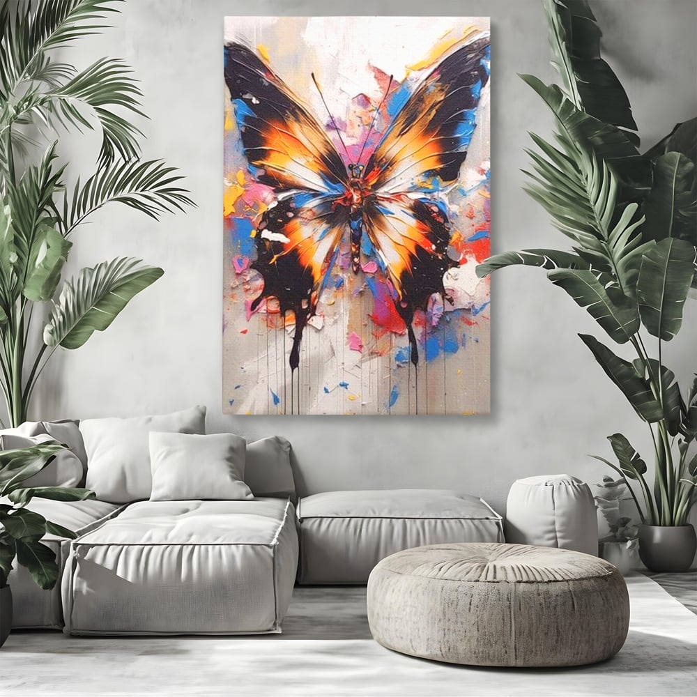 Tablou Canvas Premium, LuxCanva® M1123, Aripile unui Artist, Fluture, Insecta, Aripi, Multicolor, Pigment, Vopsea, Textura, Acuarela, Pictura, Haos, Arta, Birou, Living, Camera Copil