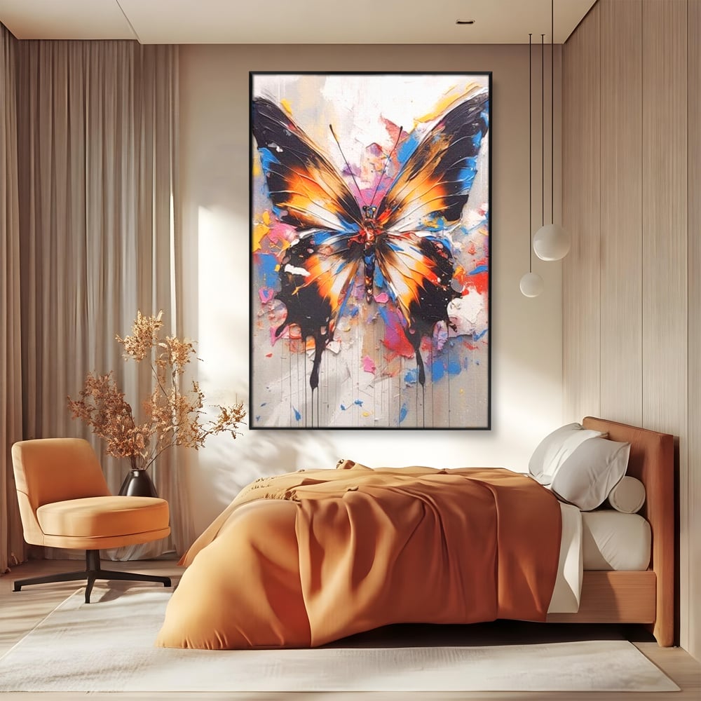 Tablou Canvas Premium, LuxCanva® M1123, Aripile unui Artist, Fluture, Insecta, Aripi, Multicolor, Pigment, Vopsea, Textura, Acuarela, Pictura, Haos, Arta, Birou, Living, Camera Copil