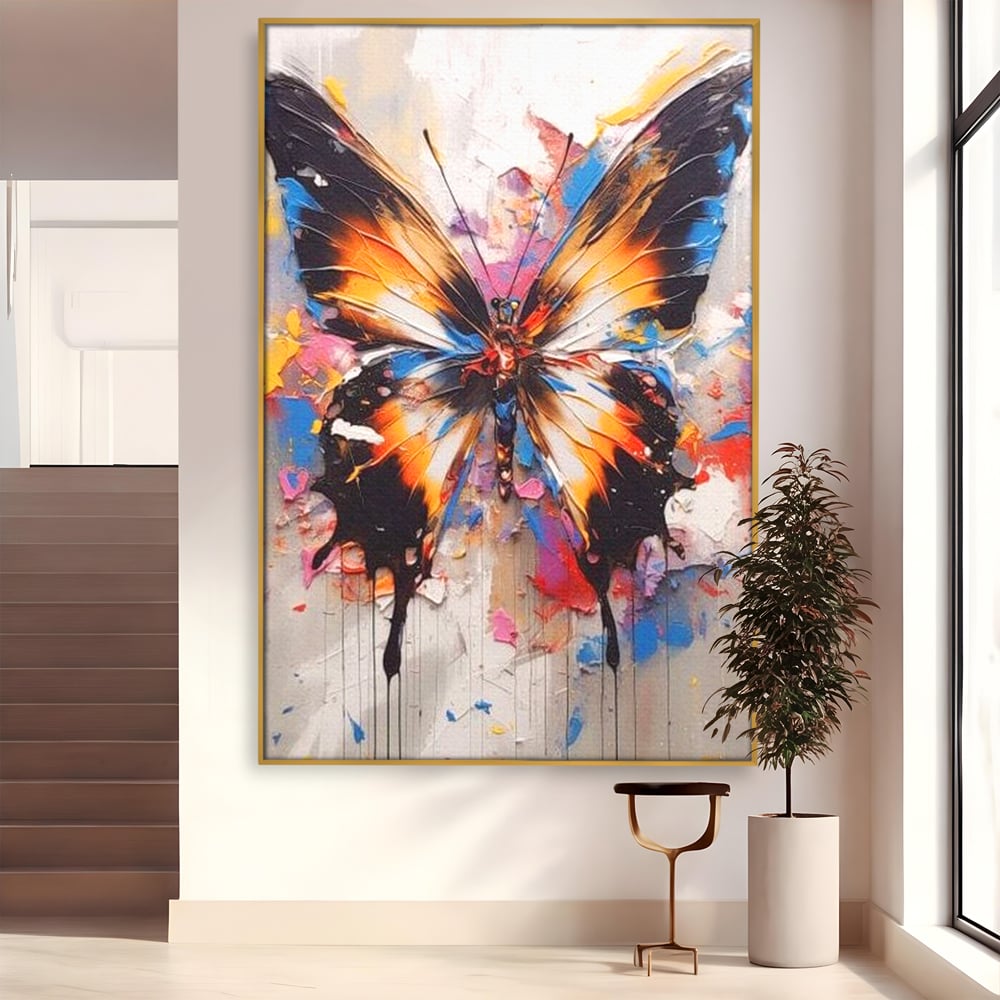Tablou Canvas Premium, LuxCanva® M1123, Aripile unui Artist, Fluture, Insecta, Aripi, Multicolor, Pigment, Vopsea, Textura, Acuarela, Pictura, Haos, Arta, Birou, Living, Camera Copil