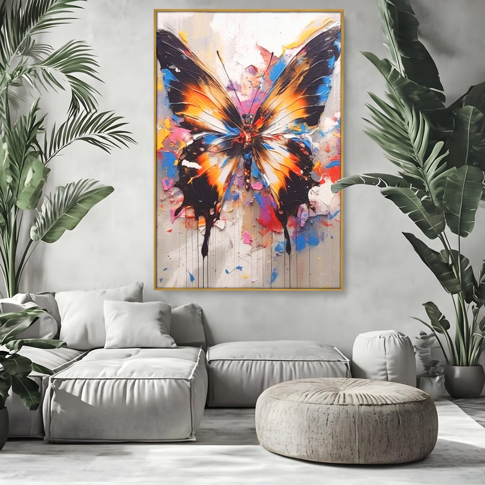 Tablou Canvas Premium, LuxCanva® M1123, Aripile unui Artist, Fluture, Insecta, Aripi, Multicolor, Pigment, Vopsea, Textura, Acuarela, Pictura, Haos, Arta, Birou, Living, Camera Copil