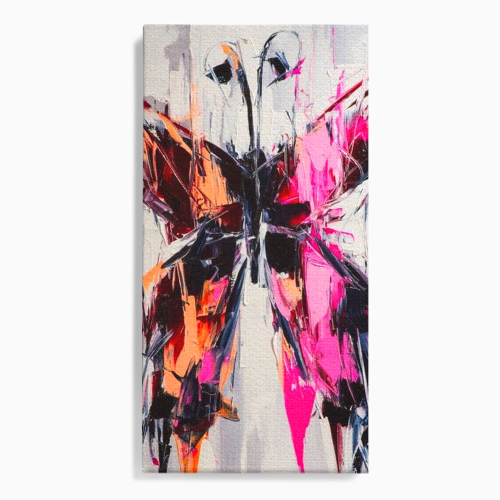 Tablou Canvas Premium, LuxCanva® M1124, Poveste in Graffiti, Pictura, Graffiti, Vopsea, Fluture, Insecta, Modern, Arta, Abstract, Metamorfoza, Textura, Birou, Living, Camera Copil
