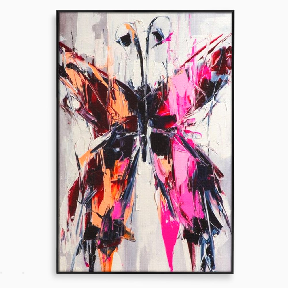 Tablou Canvas Premium, LuxCanva® M1124, Poveste in Graffiti, Pictura, Graffiti, Vopsea, Fluture, Insecta, Modern, Arta, Abstract, Metamorfoza, Textura, Birou, Living, Camera Copil