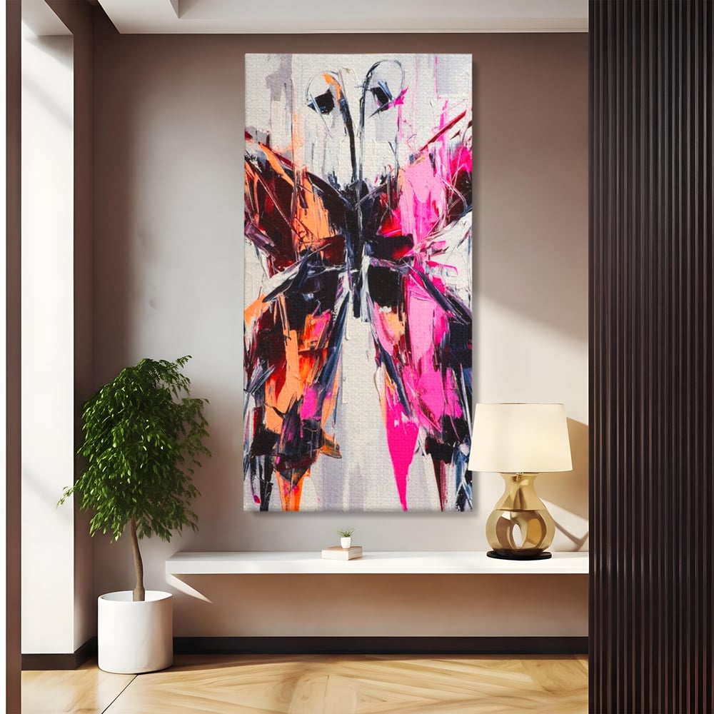 Tablou Canvas Premium, LuxCanva® M1124, Poveste in Graffiti, Pictura, Graffiti, Vopsea, Fluture, Insecta, Modern, Arta, Abstract, Metamorfoza, Textura, Birou, Living, Camera Copil