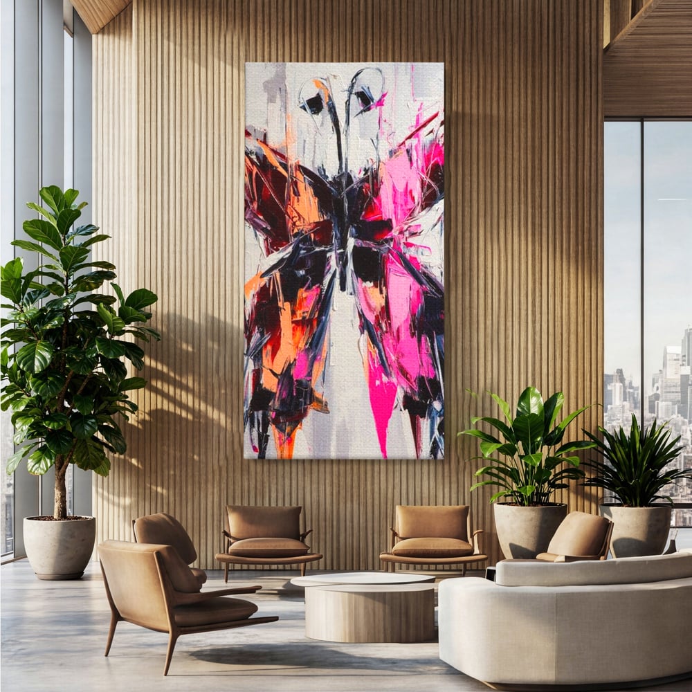 Tablou Canvas Premium, LuxCanva® M1124, Poveste in Graffiti, Pictura, Graffiti, Vopsea, Fluture, Insecta, Modern, Arta, Abstract, Metamorfoza, Textura, Birou, Living, Camera Copil