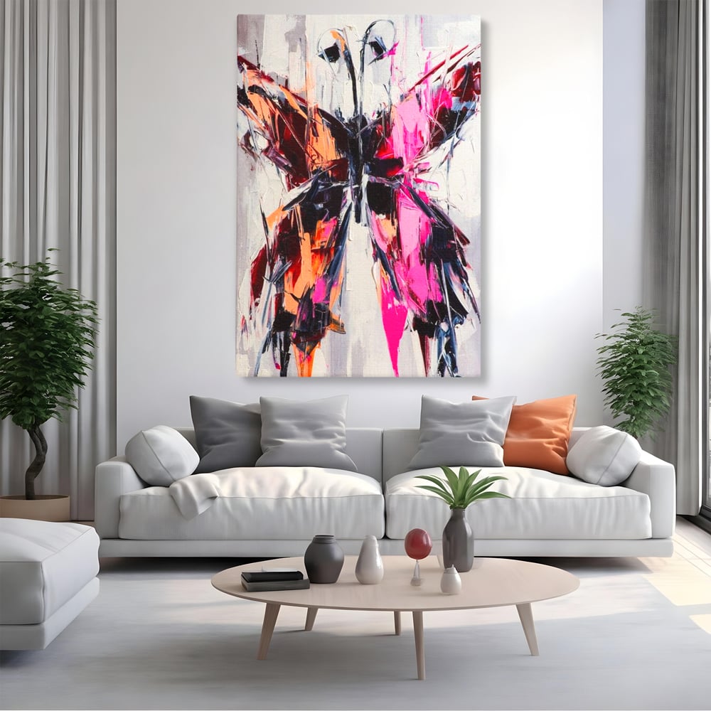 Tablou Canvas Premium, LuxCanva® M1124, Poveste in Graffiti, Pictura, Graffiti, Vopsea, Fluture, Insecta, Modern, Arta, Abstract, Metamorfoza, Textura, Birou, Living, Camera Copil