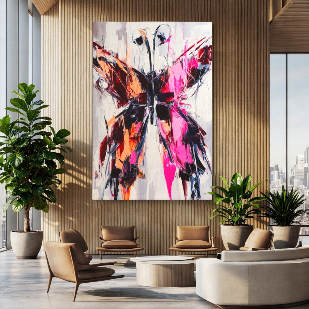 Tablou Canvas Premium, LuxCanva® M1124, Poveste in Graffiti, Pictura, Graffiti, Vopsea, Fluture, Insecta, Modern, Arta, Abstract, Metamorfoza, Textura, Birou, Living, Camera Copil