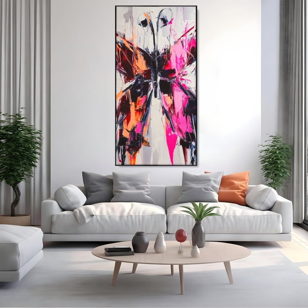 Tablou Canvas Premium, LuxCanva® M1124, Poveste in Graffiti, Pictura, Graffiti, Vopsea, Fluture, Insecta, Modern, Arta, Abstract, Metamorfoza, Textura, Birou, Living, Camera Copil