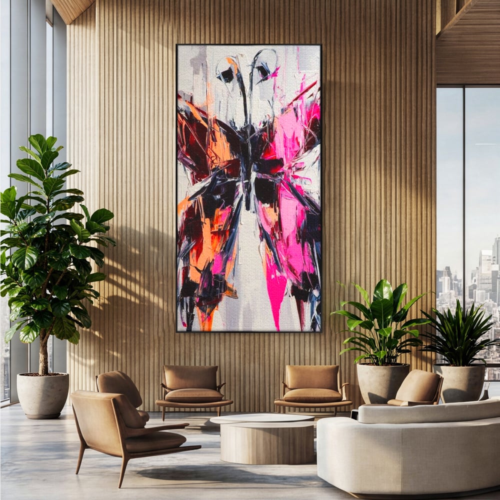 Tablou Canvas Premium, LuxCanva® M1124, Poveste in Graffiti, Pictura, Graffiti, Vopsea, Fluture, Insecta, Modern, Arta, Abstract, Metamorfoza, Textura, Birou, Living, Camera Copil
