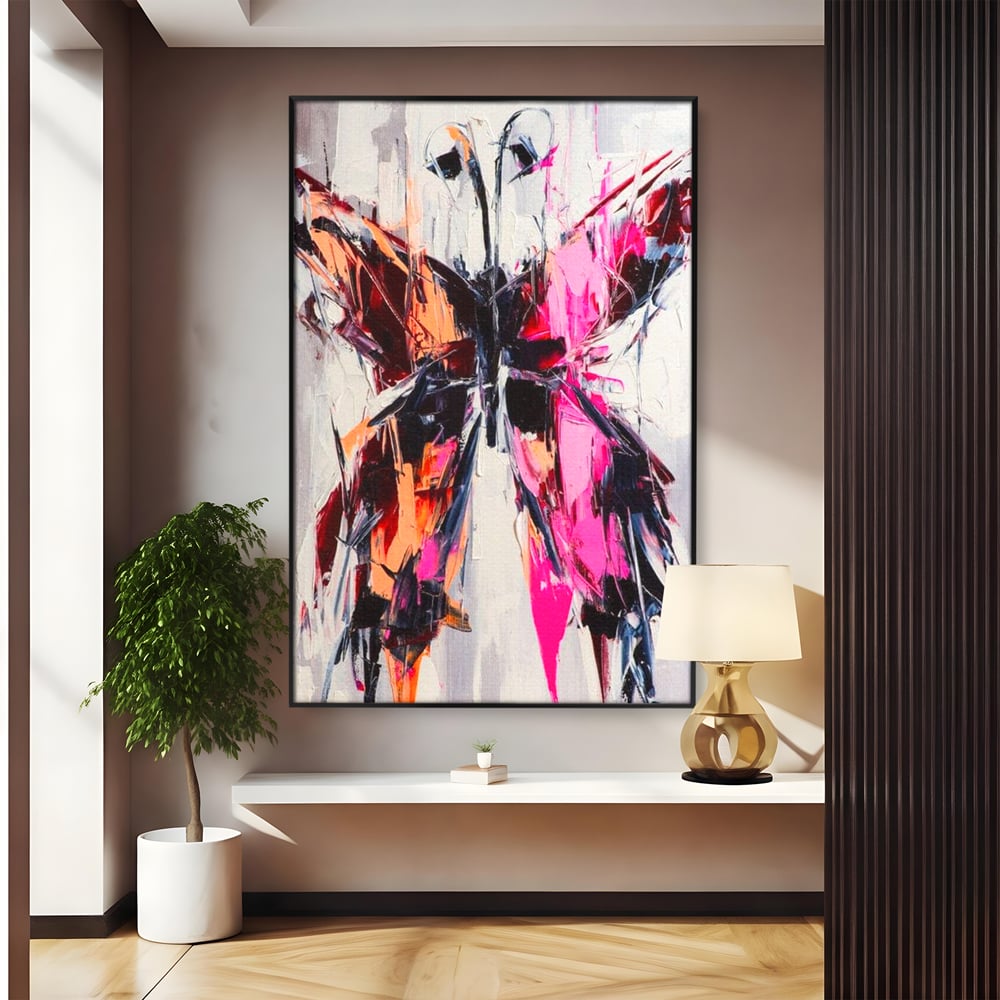 Tablou Canvas Premium, LuxCanva® M1124, Poveste in Graffiti, Pictura, Graffiti, Vopsea, Fluture, Insecta, Modern, Arta, Abstract, Metamorfoza, Textura, Birou, Living, Camera Copil