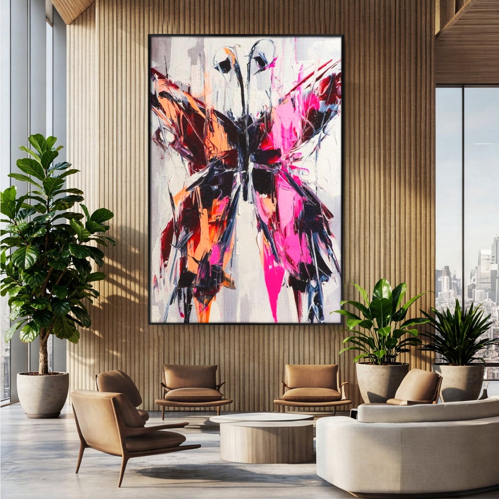 Tablou Canvas Premium, LuxCanva® M1124, Poveste in Graffiti, Pictura, Graffiti, Vopsea, Fluture, Insecta, Modern, Arta, Abstract, Metamorfoza, Textura, Birou, Living, Camera Copil