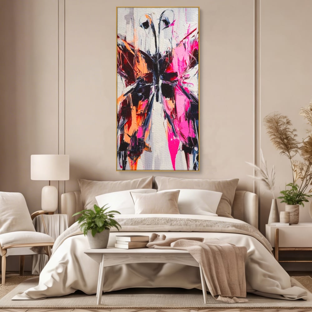 Tablou Canvas Premium, LuxCanva® M1124, Poveste in Graffiti, Pictura, Graffiti, Vopsea, Fluture, Insecta, Modern, Arta, Abstract, Metamorfoza, Textura, Birou, Living, Camera Copil