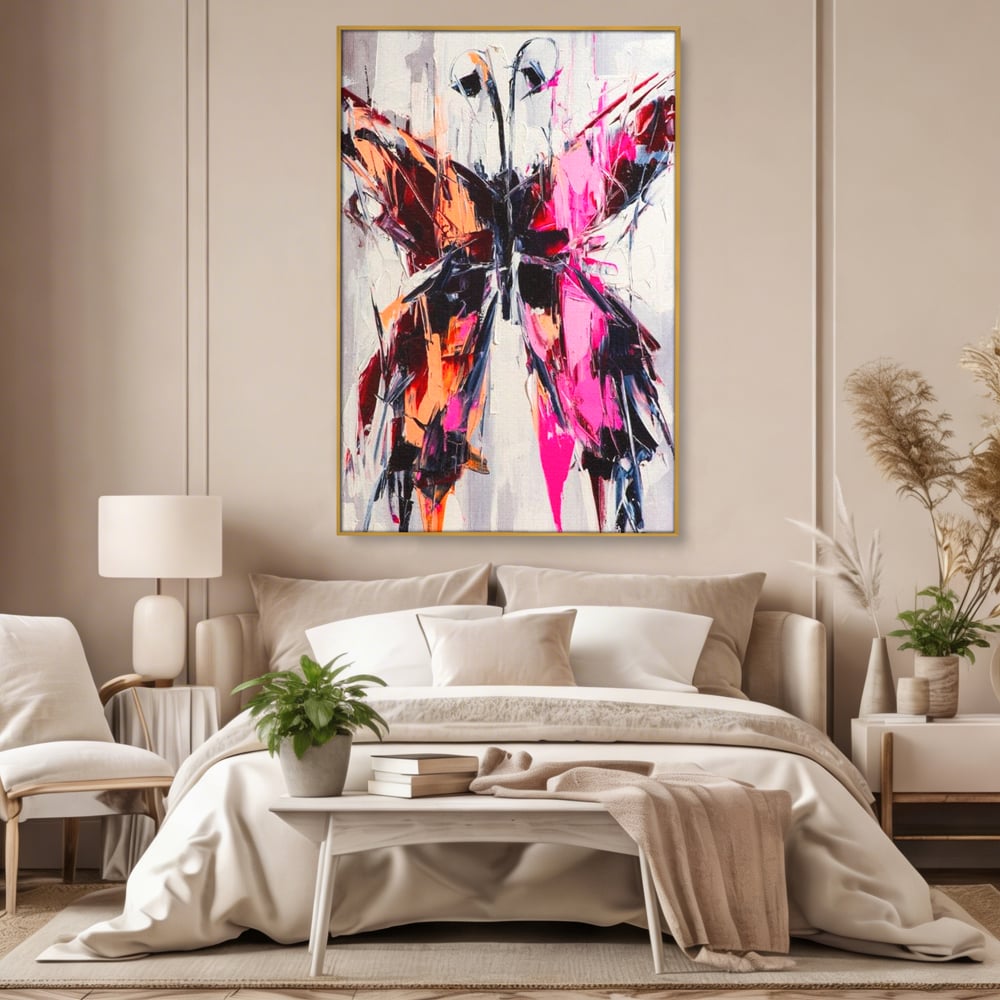 Tablou Canvas Premium, LuxCanva® M1124, Poveste in Graffiti, Pictura, Graffiti, Vopsea, Fluture, Insecta, Modern, Arta, Abstract, Metamorfoza, Textura, Birou, Living, Camera Copil