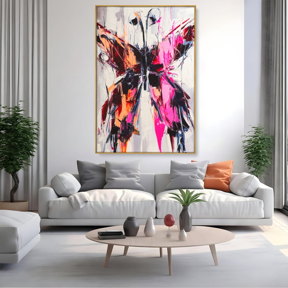 Tablou Canvas Premium, LuxCanva® M1124, Poveste in Graffiti, Pictura, Graffiti, Vopsea, Fluture, Insecta, Modern, Arta, Abstract, Metamorfoza, Textura, Birou, Living, Camera Copil