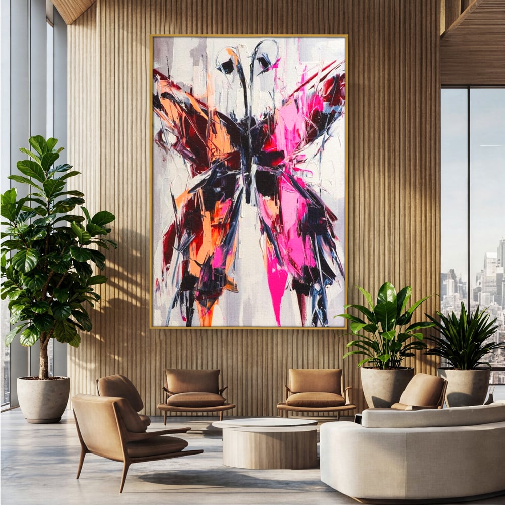 Tablou Canvas Premium, LuxCanva® M1124, Poveste in Graffiti, Pictura, Graffiti, Vopsea, Fluture, Insecta, Modern, Arta, Abstract, Metamorfoza, Textura, Birou, Living, Camera Copil