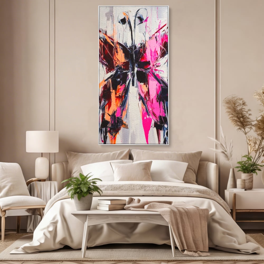 Tablou Canvas Premium, LuxCanva® M1124, Poveste in Graffiti, Pictura, Graffiti, Vopsea, Fluture, Insecta, Modern, Arta, Abstract, Metamorfoza, Textura, Birou, Living, Camera Copil