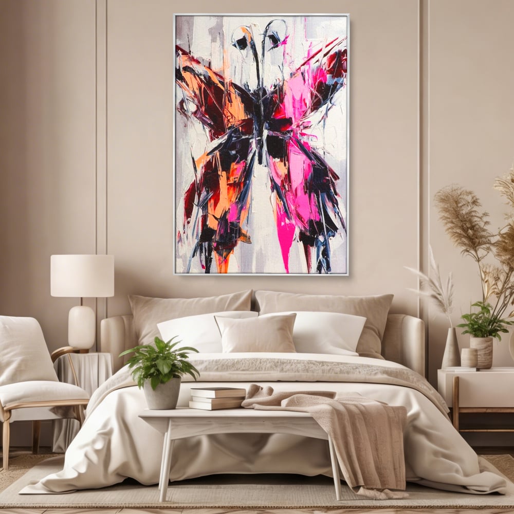 Tablou Canvas Premium, LuxCanva® M1124, Poveste in Graffiti, Pictura, Graffiti, Vopsea, Fluture, Insecta, Modern, Arta, Abstract, Metamorfoza, Textura, Birou, Living, Camera Copil