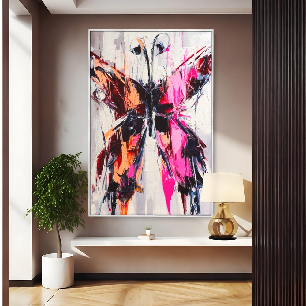 Tablou Canvas Premium, LuxCanva® M1124, Poveste in Graffiti, Pictura, Graffiti, Vopsea, Fluture, Insecta, Modern, Arta, Abstract, Metamorfoza, Textura, Birou, Living, Camera Copil