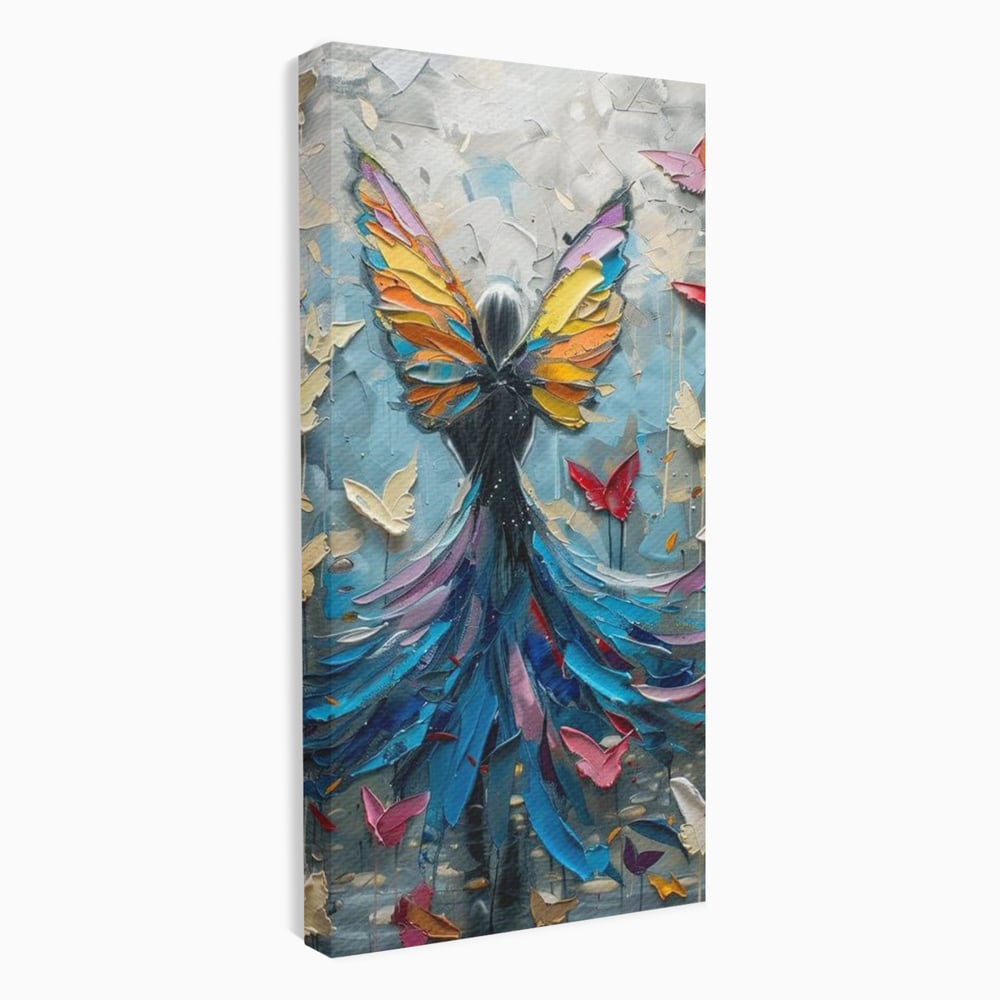 Tablou Canvas Premium, LuxCanva® M1125, Regina Fluturilor, Feminin, Fata, Rochie, Metamorfoza, Aripi, Fluturi, Pictura, Modern, Arta, Oniric, Transformare, Birou, Living, Camera Copil