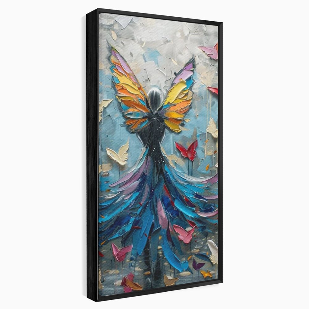 Tablou Canvas Premium, LuxCanva® M1125, Regina Fluturilor, Feminin, Fata, Rochie, Metamorfoza, Aripi, Fluturi, Pictura, Modern, Arta, Oniric, Transformare, Birou, Living, Camera Copil
