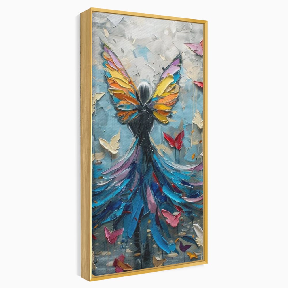Tablou Canvas Premium, LuxCanva® M1125, Regina Fluturilor, Feminin, Fata, Rochie, Metamorfoza, Aripi, Fluturi, Pictura, Modern, Arta, Oniric, Transformare, Birou, Living, Camera Copil