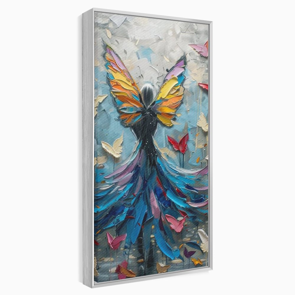 Tablou Canvas Premium, LuxCanva® M1125, Regina Fluturilor, Feminin, Fata, Rochie, Metamorfoza, Aripi, Fluturi, Pictura, Modern, Arta, Oniric, Transformare, Birou, Living, Camera Copil