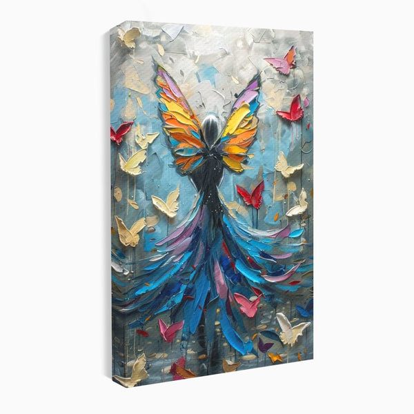 Tablou Canvas Premium, LuxCanva® M1125, Regina Fluturilor, Feminin, Fata, Rochie, Metamorfoza, Aripi, Fluturi, Pictura, Modern, Arta, Oniric, Transformare, Birou, Living, Camera Copil