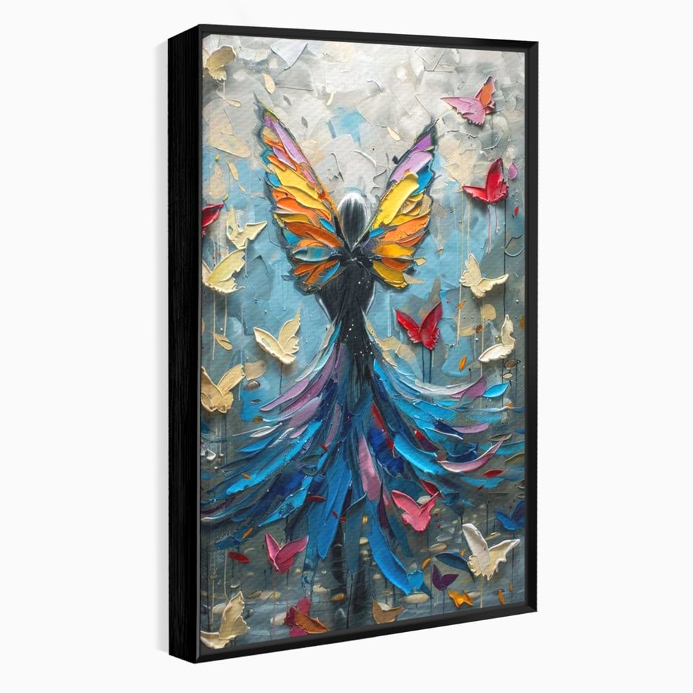 Tablou Canvas Premium, LuxCanva® M1125, Regina Fluturilor, Feminin, Fata, Rochie, Metamorfoza, Aripi, Fluturi, Pictura, Modern, Arta, Oniric, Transformare, Birou, Living, Camera Copil