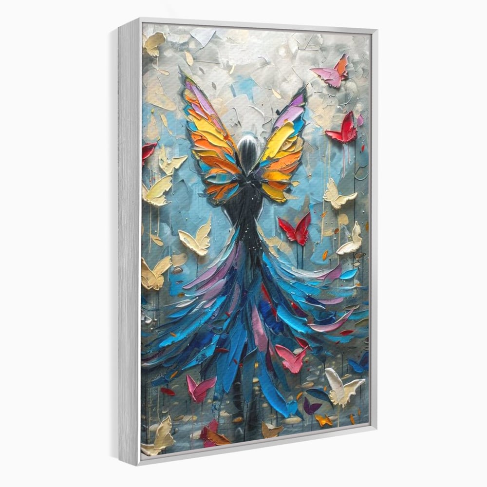 Tablou Canvas Premium, LuxCanva® M1125, Regina Fluturilor, Feminin, Fata, Rochie, Metamorfoza, Aripi, Fluturi, Pictura, Modern, Arta, Oniric, Transformare, Birou, Living, Camera Copil