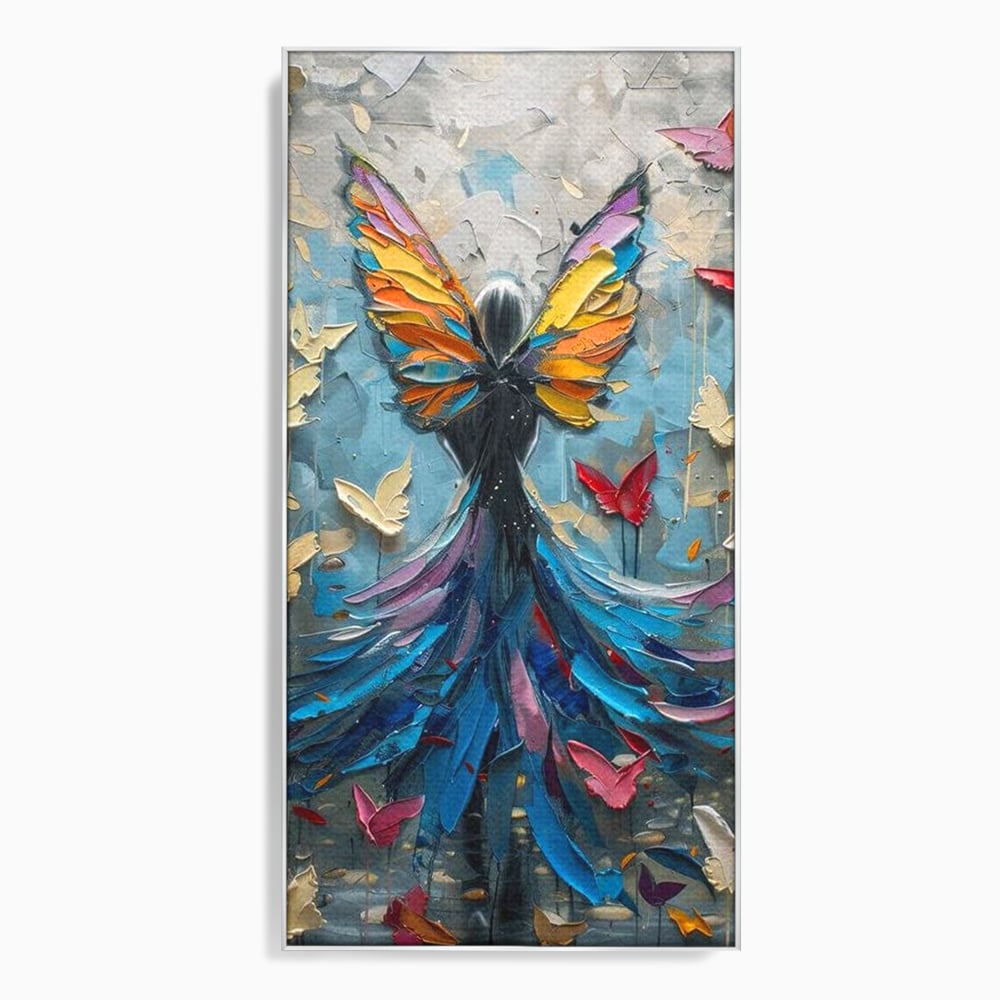 Tablou Canvas Premium, LuxCanva® M1125, Regina Fluturilor, Feminin, Fata, Rochie, Metamorfoza, Aripi, Fluturi, Pictura, Modern, Arta, Oniric, Transformare, Birou, Living, Camera Copil