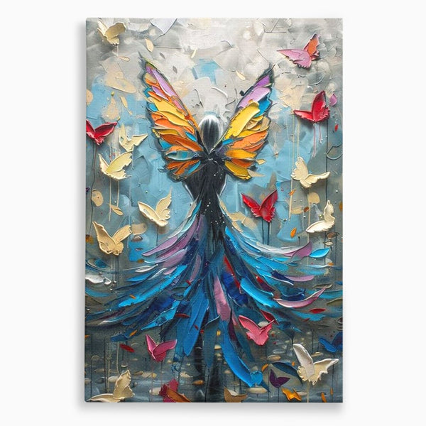 Tablou Canvas Premium, LuxCanva® M1125, Regina Fluturilor, Feminin, Fata, Rochie, Metamorfoza, Aripi, Fluturi, Pictura, Modern, Arta, Oniric, Transformare, Birou, Living, Camera Copil