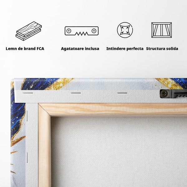 Tablou Canvas Premium, LuxCanva® M1126, Fluture Imperial, Safir, Electric, Auriu, Stralucitor, Pretios, Fluture, Insecta, Elegant, Bijuterie, Aripi, Lumina, Birou, Living, Camera Copil